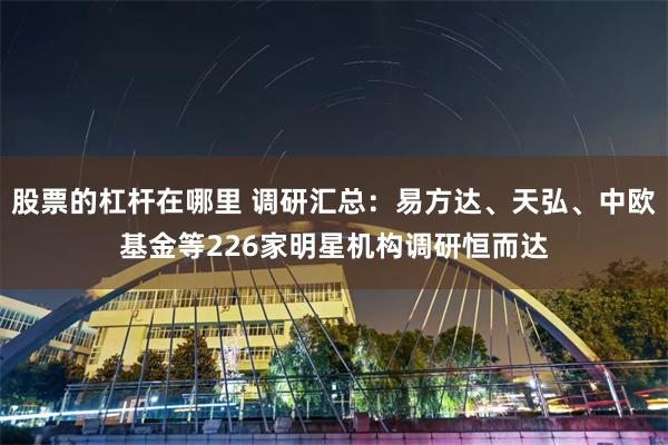 股票的杠杆在哪里 调研汇总：易方达、天弘、中欧基金等226家明星机构调研恒而达
