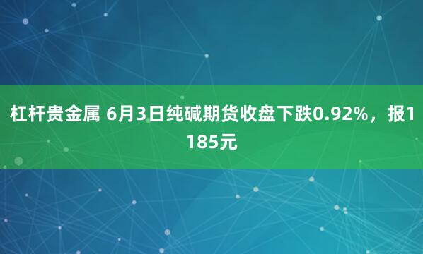 杠杆贵金属 6月3日纯碱期货收盘下跌0.92%，报1185元