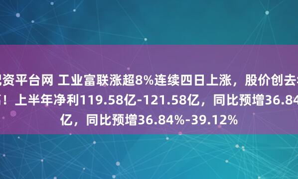 配资平台网 工业富联涨超8%连续四日上涨，股价创去年11月来新高！上半年净利119.58亿-121.58亿，同比预增36.84%-39.12%