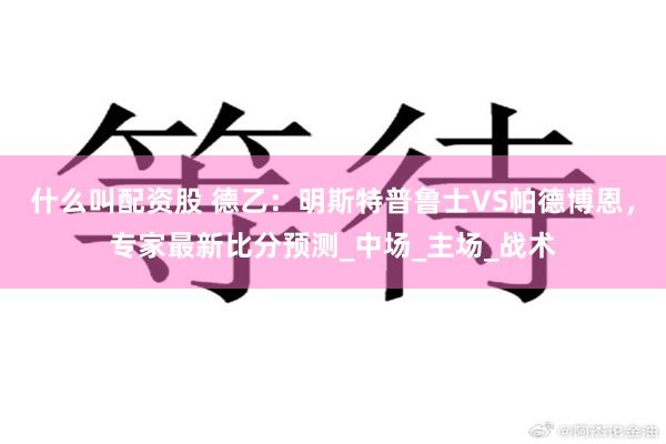 什么叫配资股 德乙：明斯特普鲁士VS帕德博恩，专家最新比分预测_中场_主场_战术